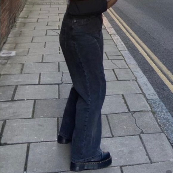 ASOS Dark Grey Denim Wide Leg Pants - Picture 2 of 7